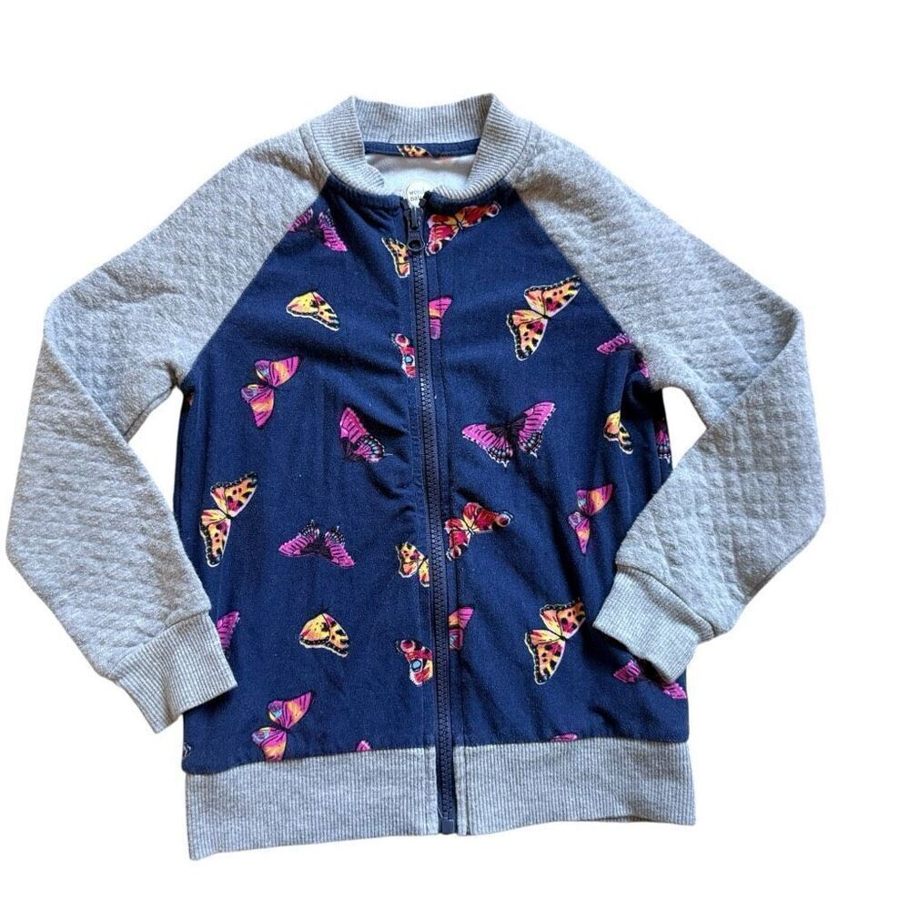 Youth Girls Wonder Nation Butterfly Print Full Zip Jacket - Sz XS 4/5